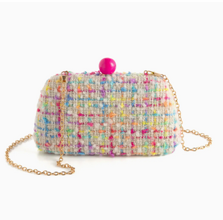 Ivory Multi Color Tweed Clutch