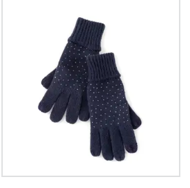 Navy Touchscreen Knit Gloves