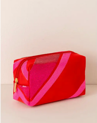 Sequin Red and Pink Diagonal Pouch